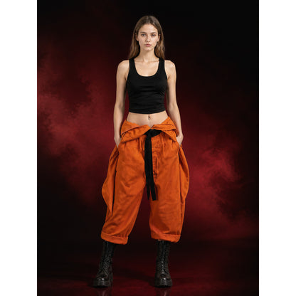 Orange Prisoner Costume Jumpsuit With Black Vest, Couples Cosplay Halloween lifestyle