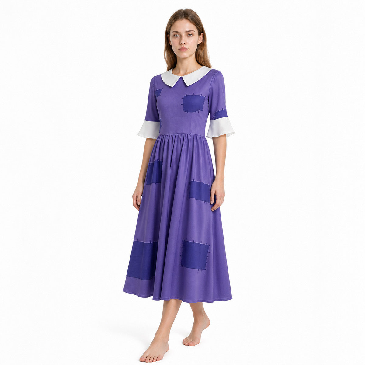 Pomni Cosplay Dress with Peter Pan Collar Costume Dresses detail