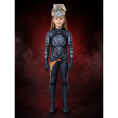 Women's Clockman Sci-Fi Bodysuit Costume with Clock Headpiece and Armored main product view