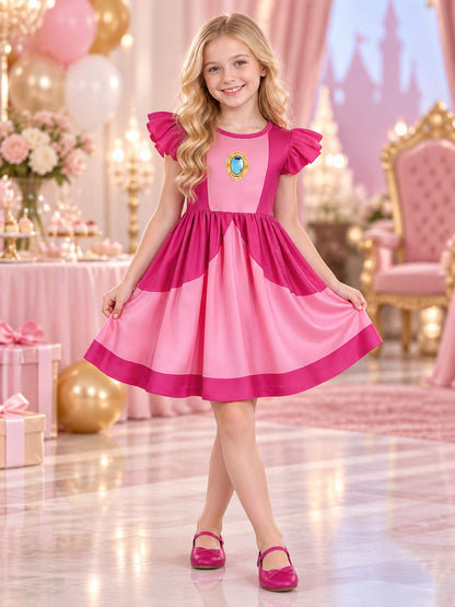 Kids' Costume Dress Pink and Raspberry with Emblem