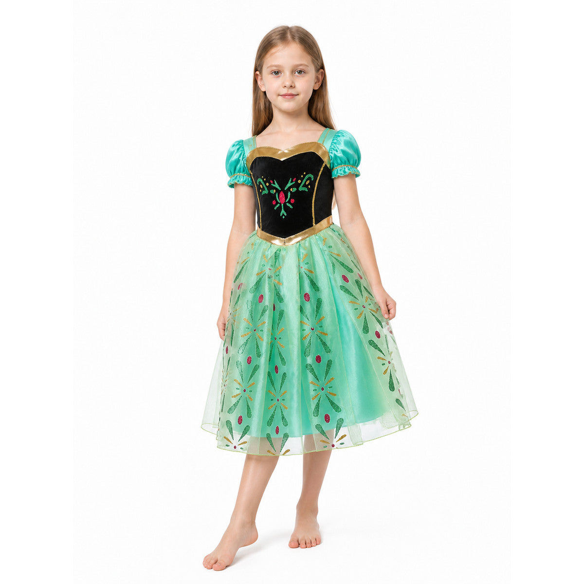 Children's Carnival Dress with a Full Skirt and Flowers Costume Dresses detail