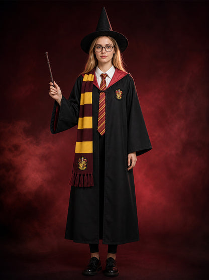 Men Women Kids Wizard Halloween Costume Set, Cape-Style Robe with Pointed Hat