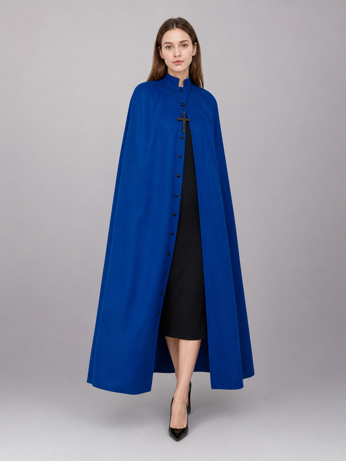 Long Blue Carnival Cloak with Cross occasion guide