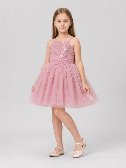 Girls’ Dressy Sequin Dress with a Full Skirt