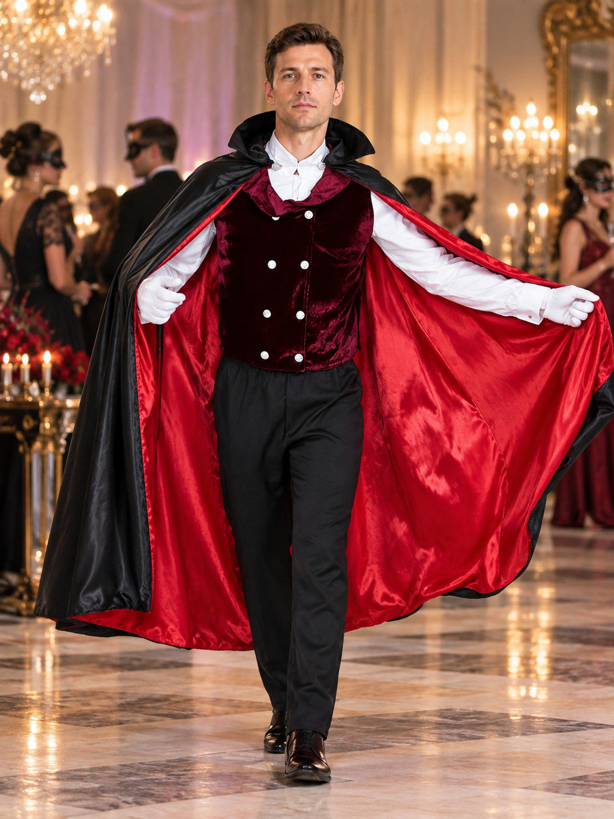 Vampire-Style Costume with Cape lifestyle view