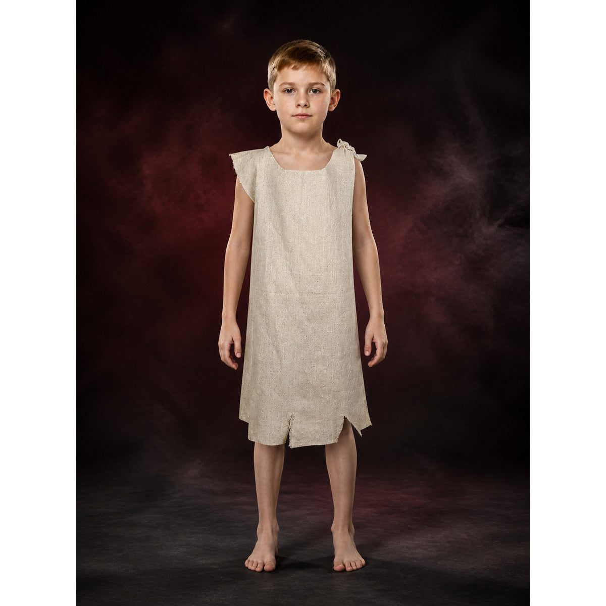 Beige Elf Costume Dress with Irregular Hem and Shoulder Tie for Halloween lifestyle