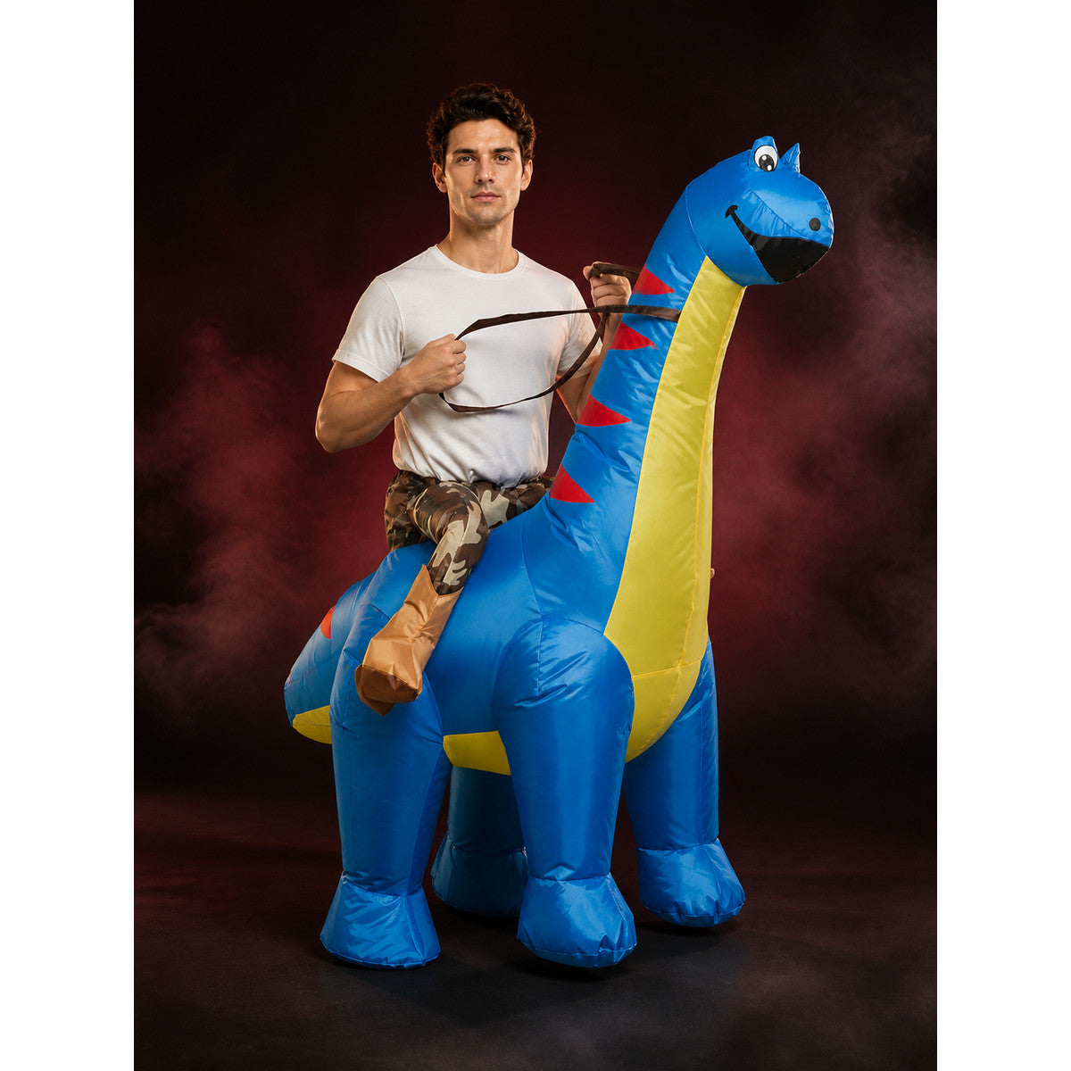 Adult Inflatable Four-Legged Dinosaur Costume With Saddle, Halloween Party main product view