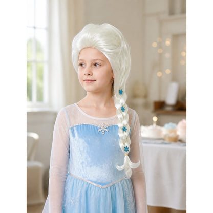 White-Platinum Halloween Wig with Braid and Snowflakes lifestyle view