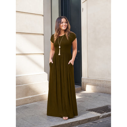 Maxi Dress with a V-Neck and Vertical Texture