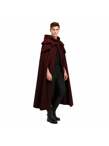 Long Cloak with Hood and Layered Shoulders