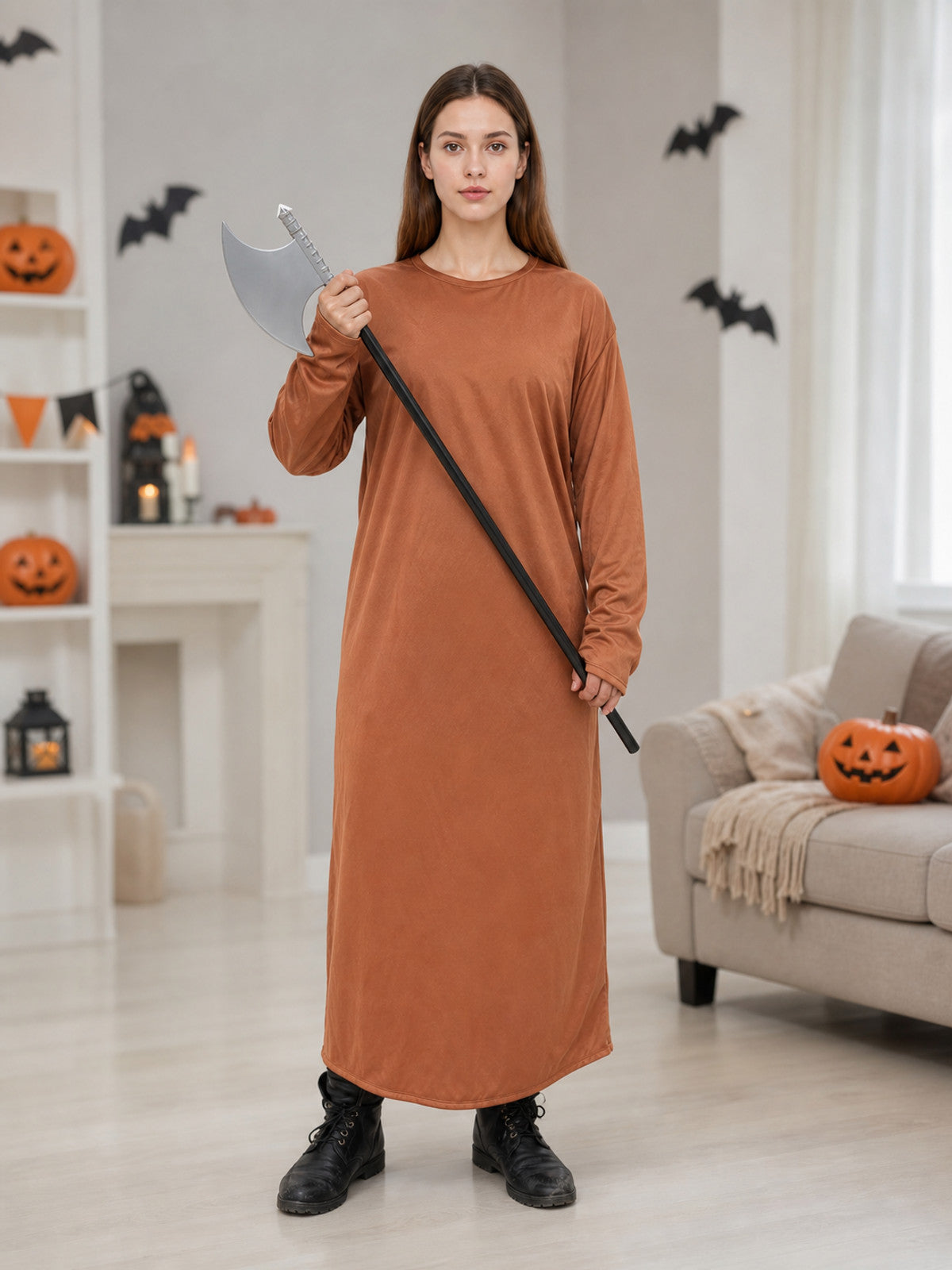 Costume with a Horse Head Mask and Axe
