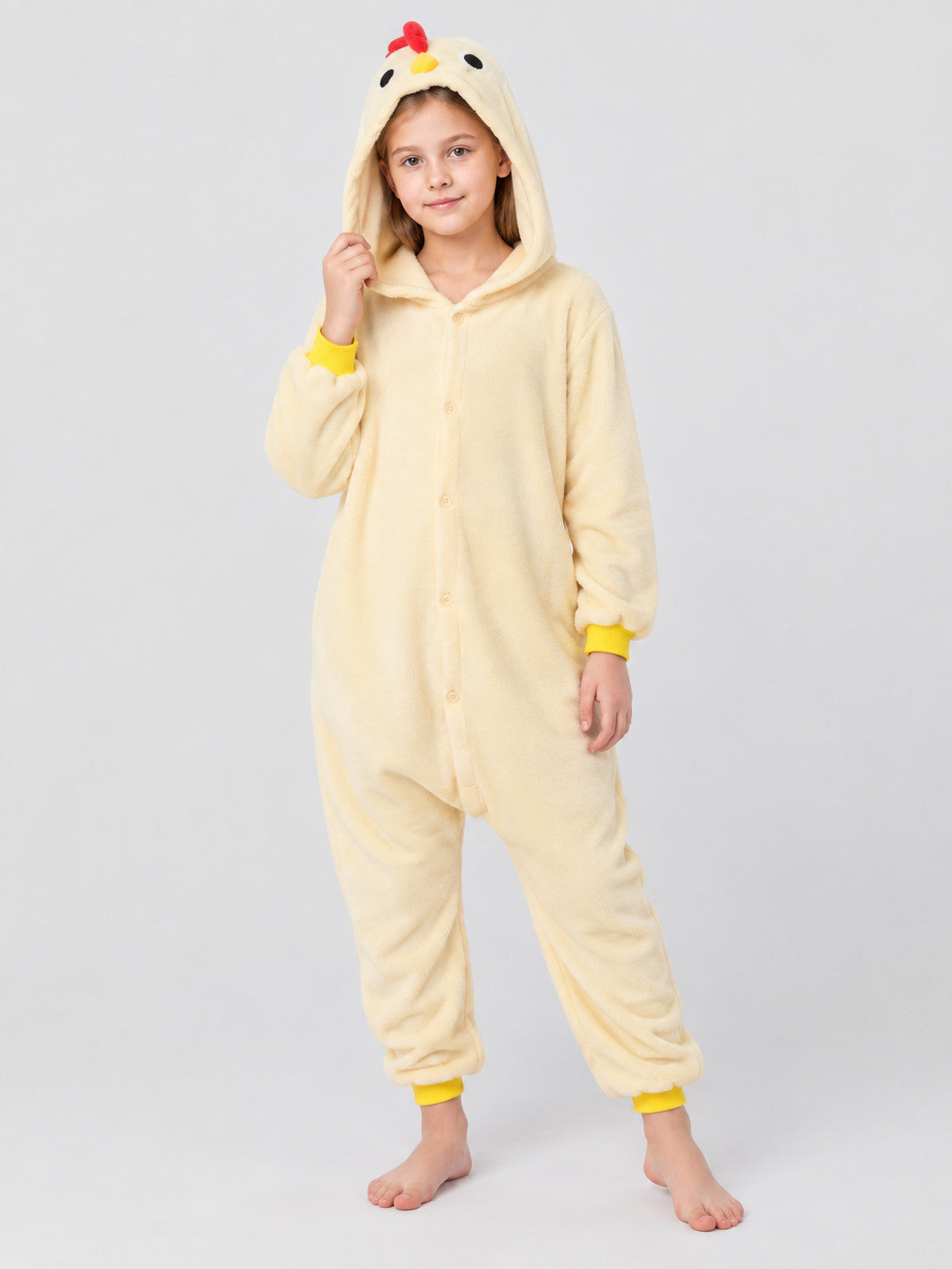 Hooded Pajama Jumpsuit with Chick Face