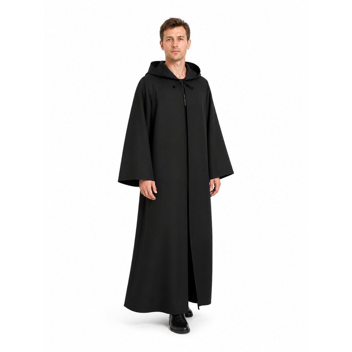 Black Long Hooded Vampire Cloak for Halloween Costume Capes detail