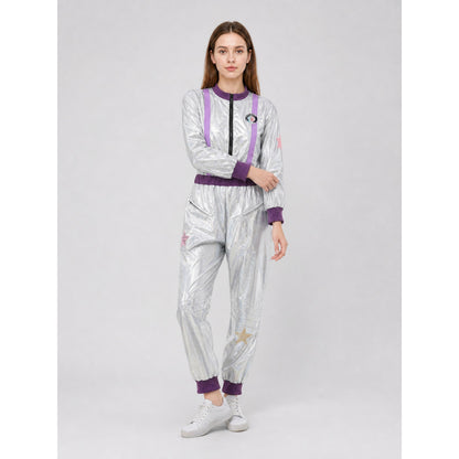 Silver Space Jumpsuit with Purple Accents