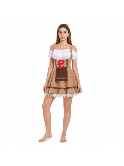 Bavarian Dress with Red Lacing for a Beer Festival