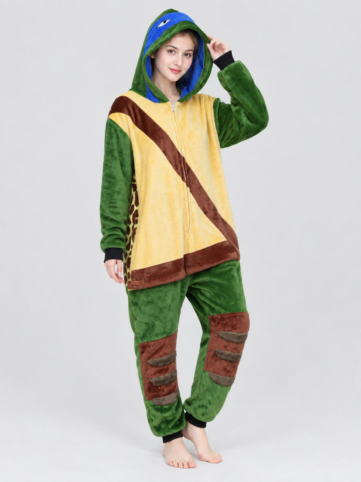 Dragon one-piece pajama with hood and zipper