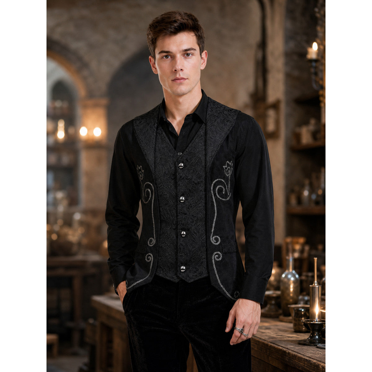 Steampunk Costume Sleeveless Vest lifestyle view