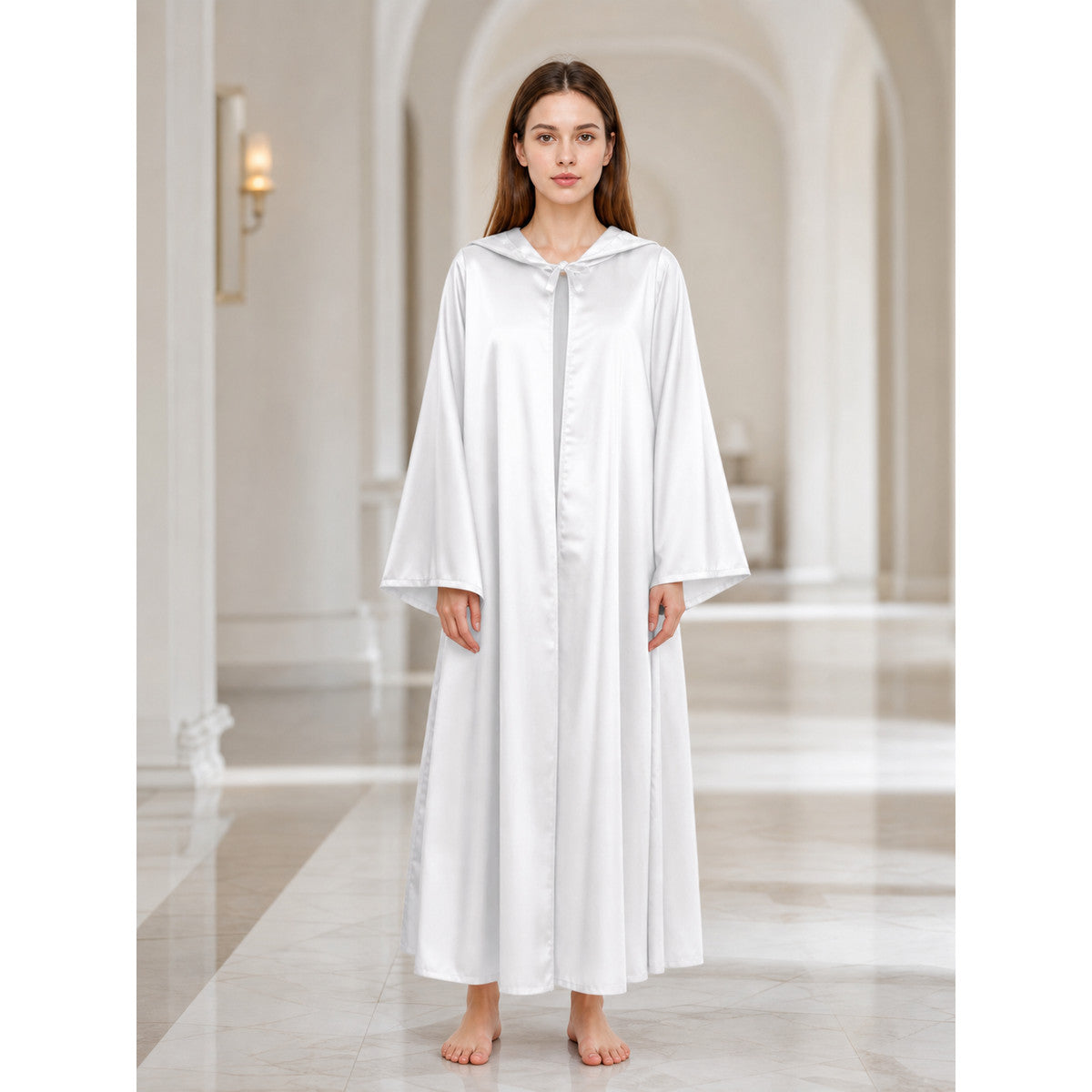 White hooded robe for Jedi cosplay