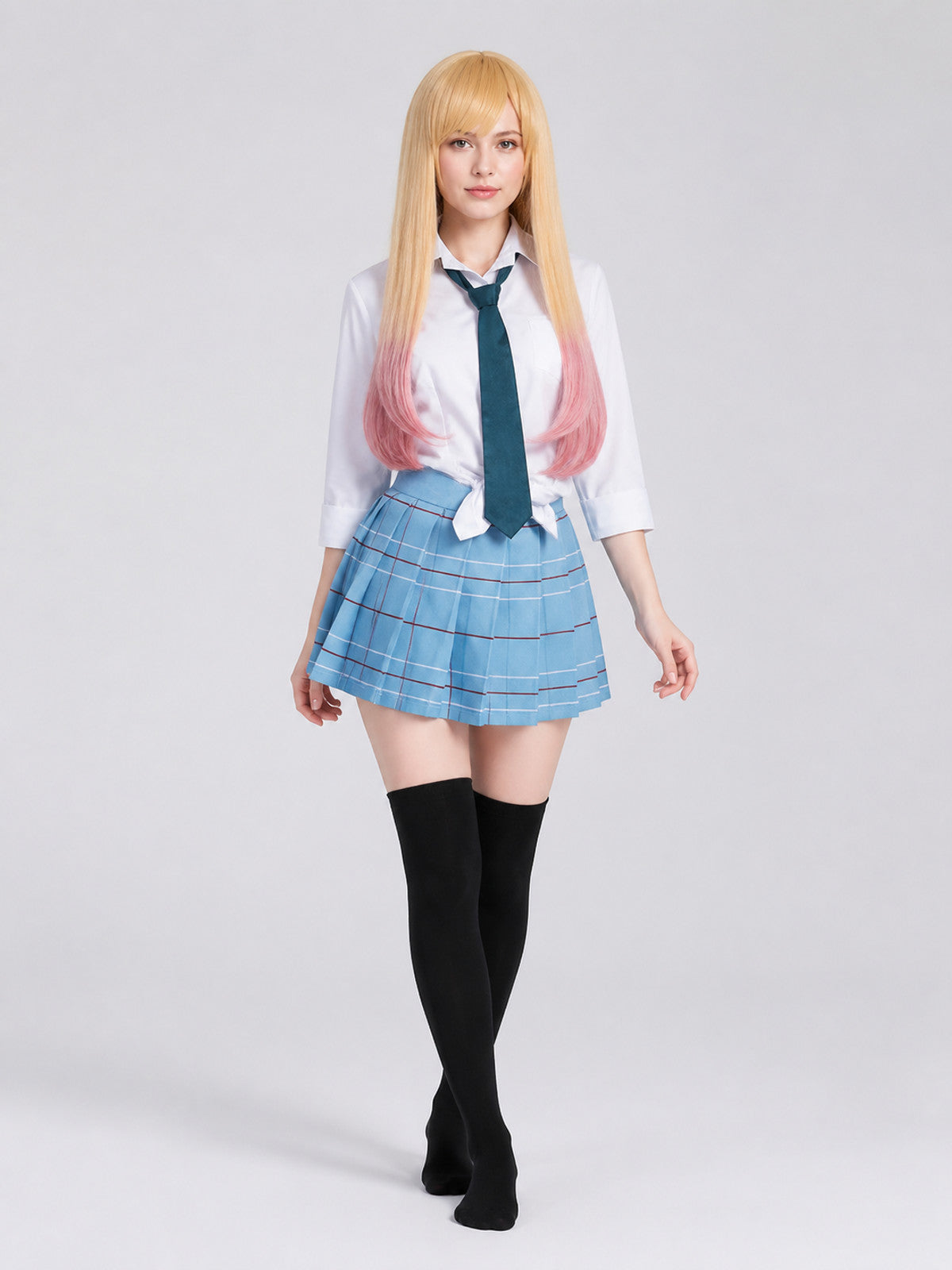 JK Cosplay Costume: Shirt, Skirt, Wig, and Knee-High Socks Costume Wigs detail