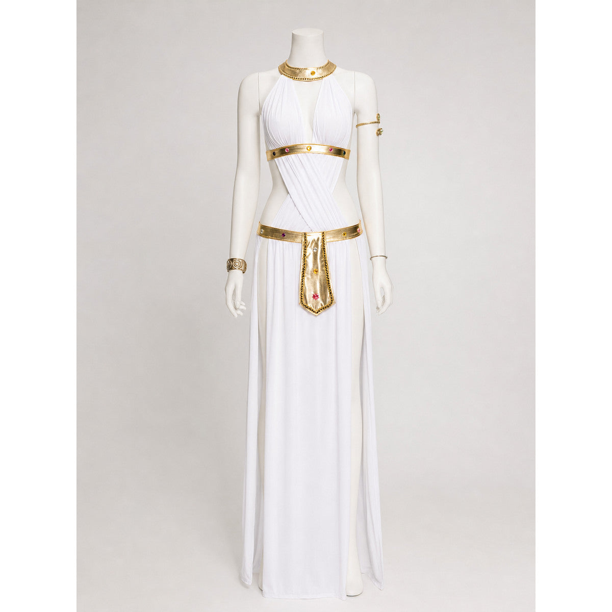 White Cleopatra Costume with Gold Decoration