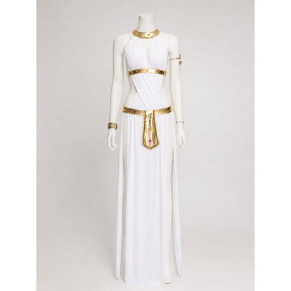 White Cleopatra Costume with Gold Decoration