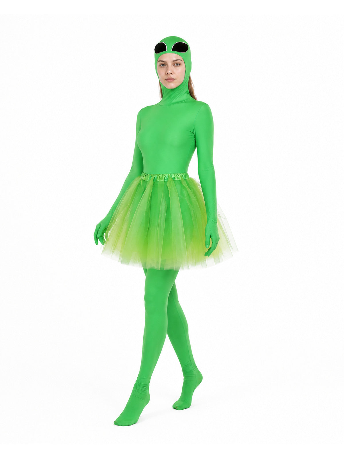 Green Alien Costume with Skirt and Mask for Halloween Costume Masks detail