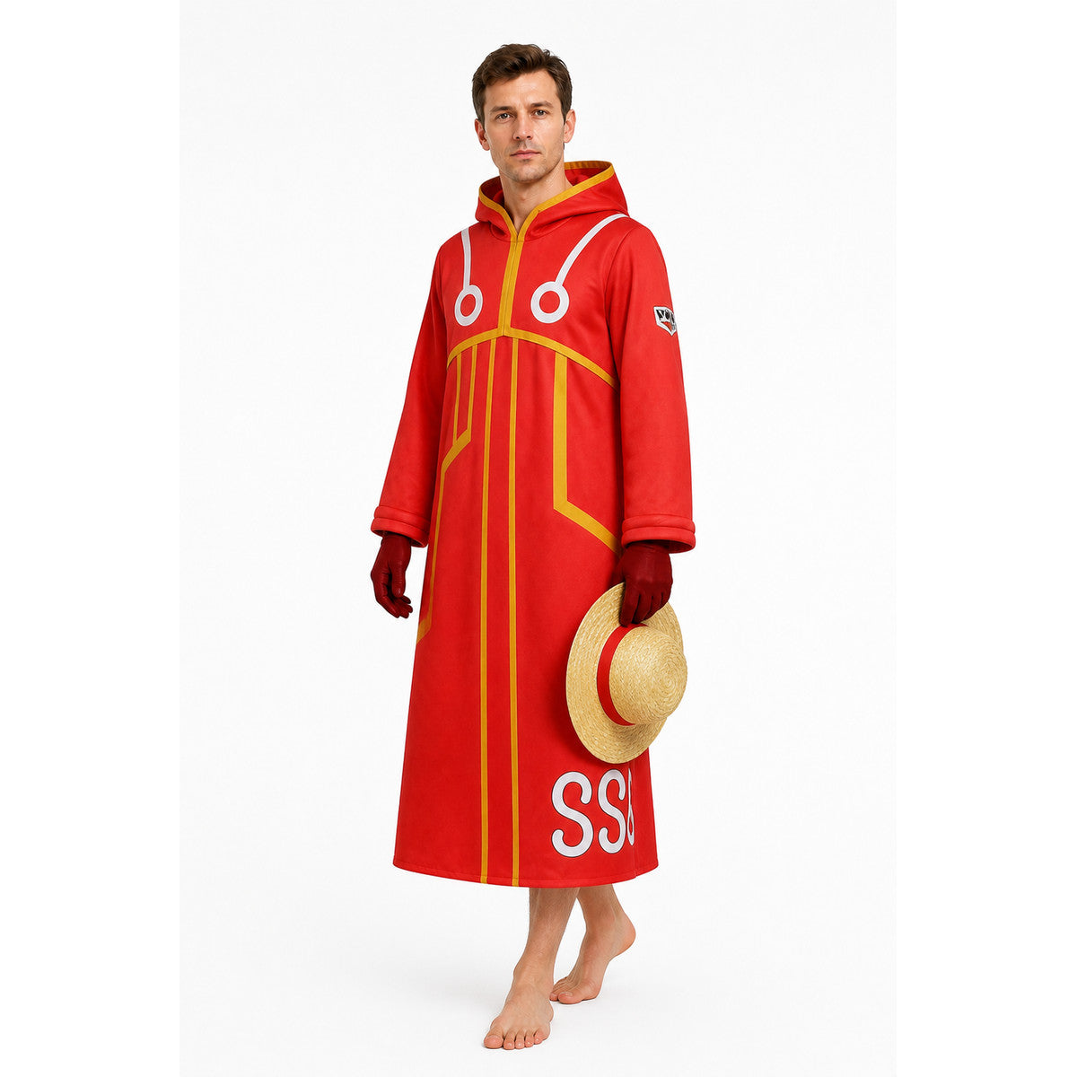 Red Long Hooded Cosplay Costume Costumes detail