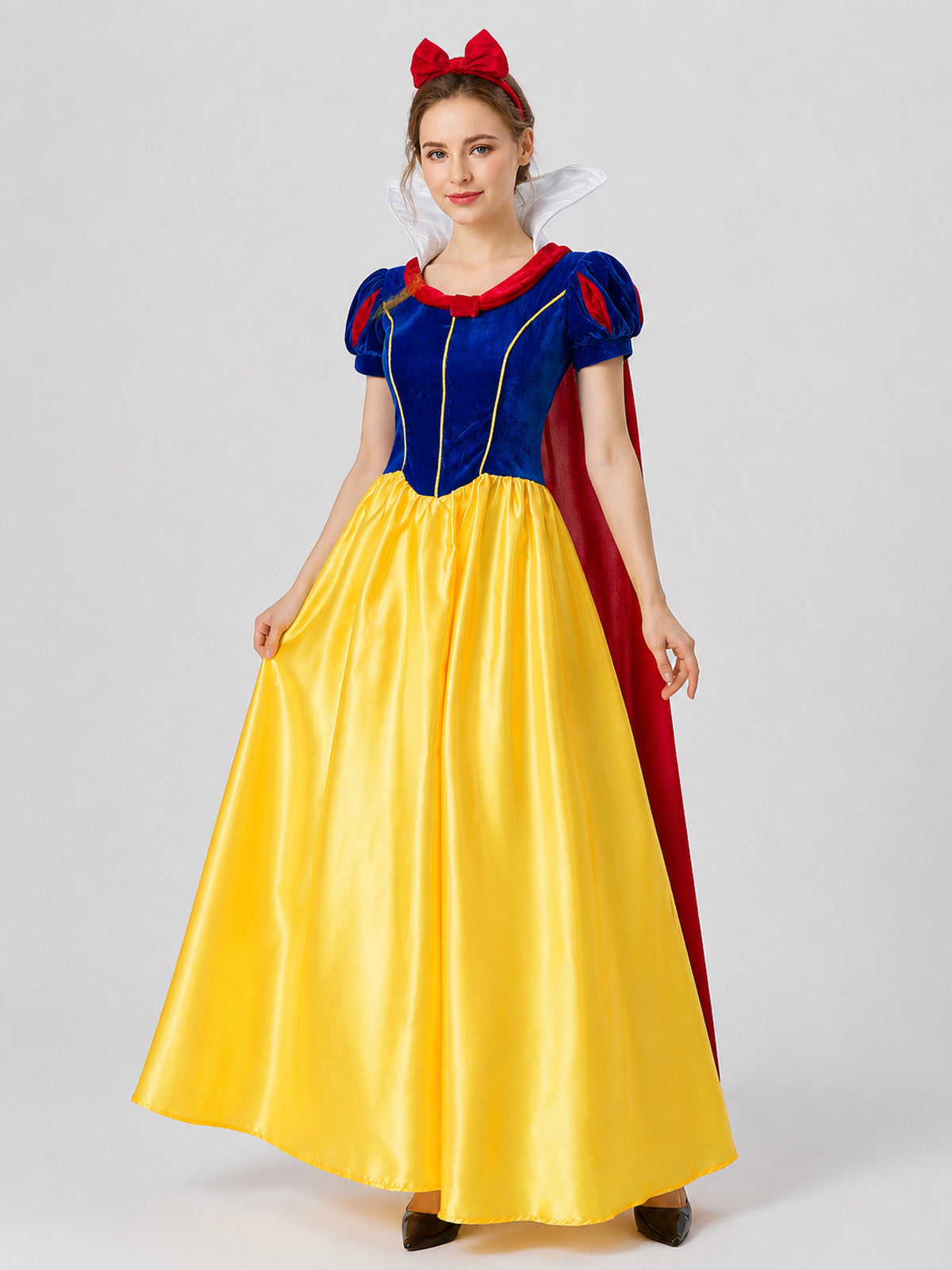 Snow White Costume with Red Bow and Cape Costume Capes detail