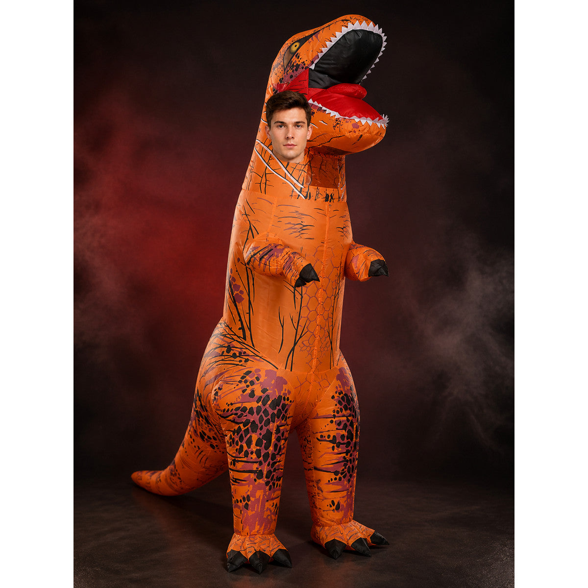 Walking T-Rex Inflatable Dinosaur Costume for Adults and Kids with Black Spots main product view