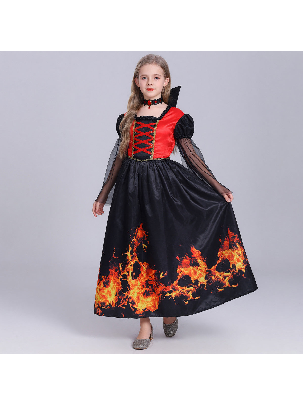 Red-and-Black Cosplay Dress with Accessory