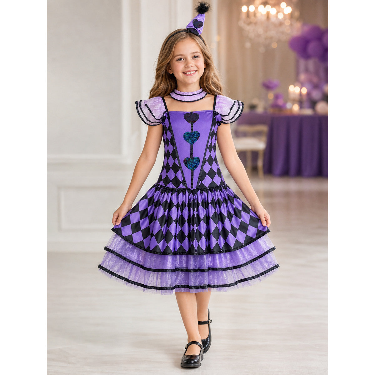 Clown Costume for Stage and Halloween, Dress with Headband