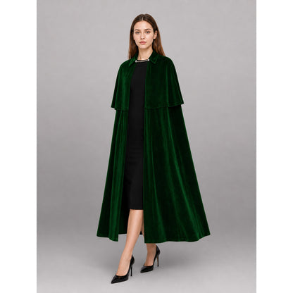 Green Carnival Cloak with a Silver-Tone Clasp
