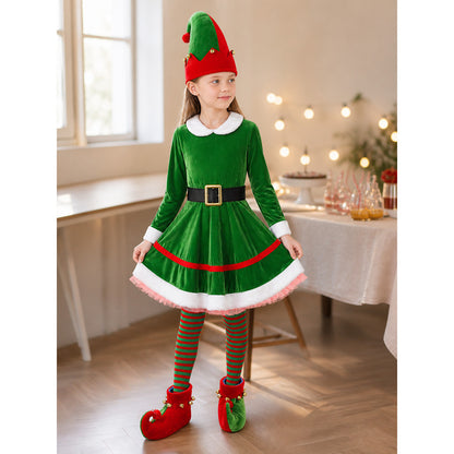Green Elf Carnival Costume Set with Dress and Accessories lifestyle