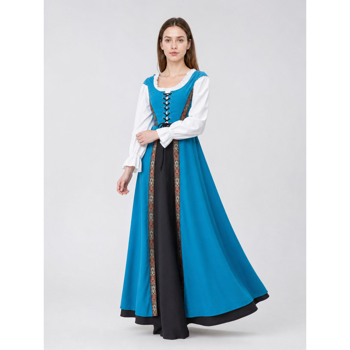 Blue Historical Costume with Long Sleeves
