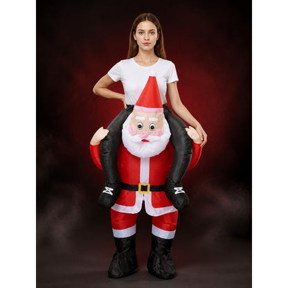Santa Claus Inflatable Costume with Red White Stripes, Beard, Belt and Boots main product view