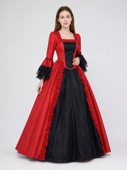 Gothic Dress with Lace and Flared Sleeves