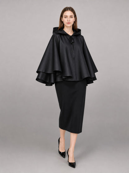 Long Black Hooded Carnival Cape