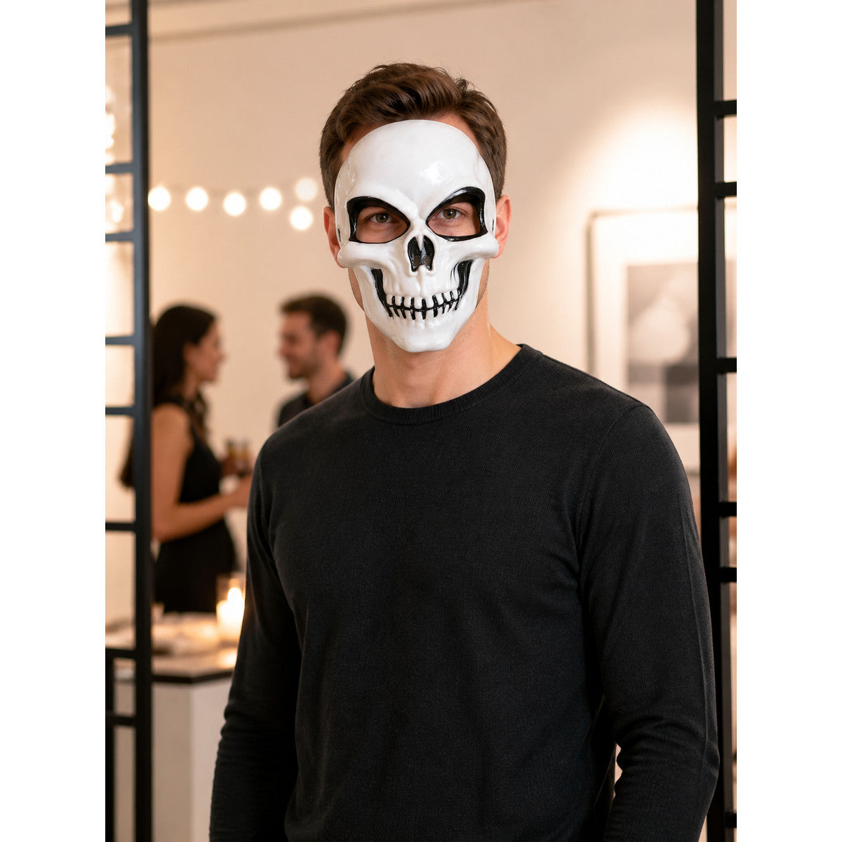 White Skeleton Carnival Mask for Halloween and Cosplay lifestyle view
