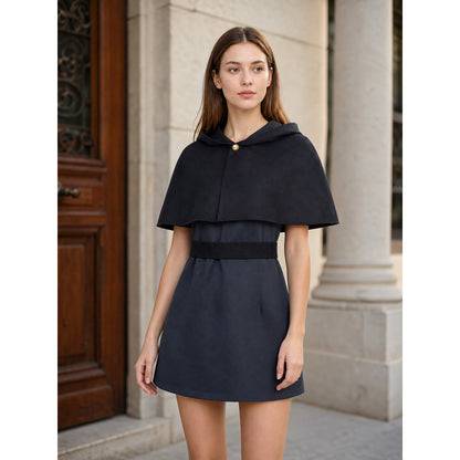 Hooded Cosplay Dress with a Cape and Wide Belt lifestyle
