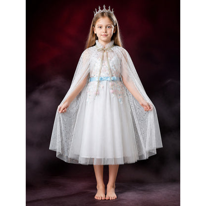 Girls Fairy Tale Princess Costume Dress with Tulle Overlay and Shimmer Dots main product view