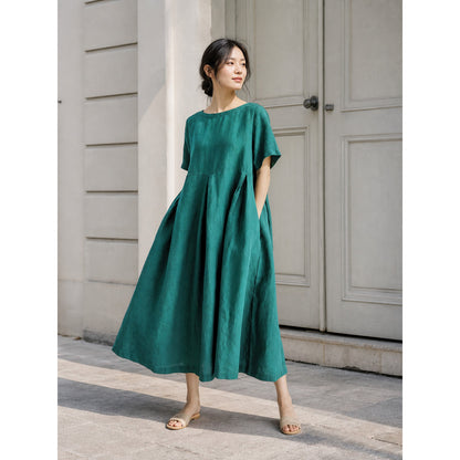 Women's Loose-Fit Dress with a Round Neckline