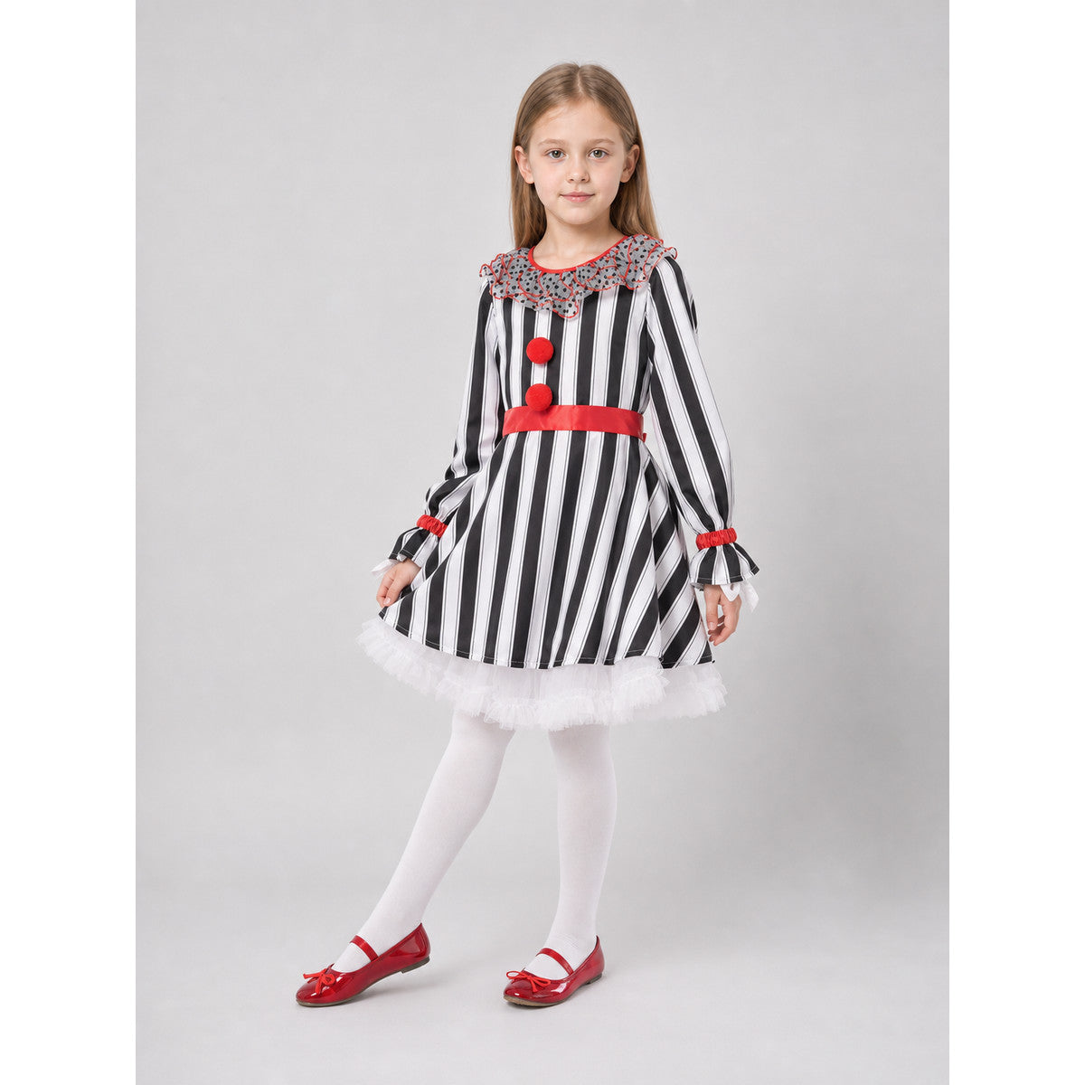 Halloween Striped Clown Costume