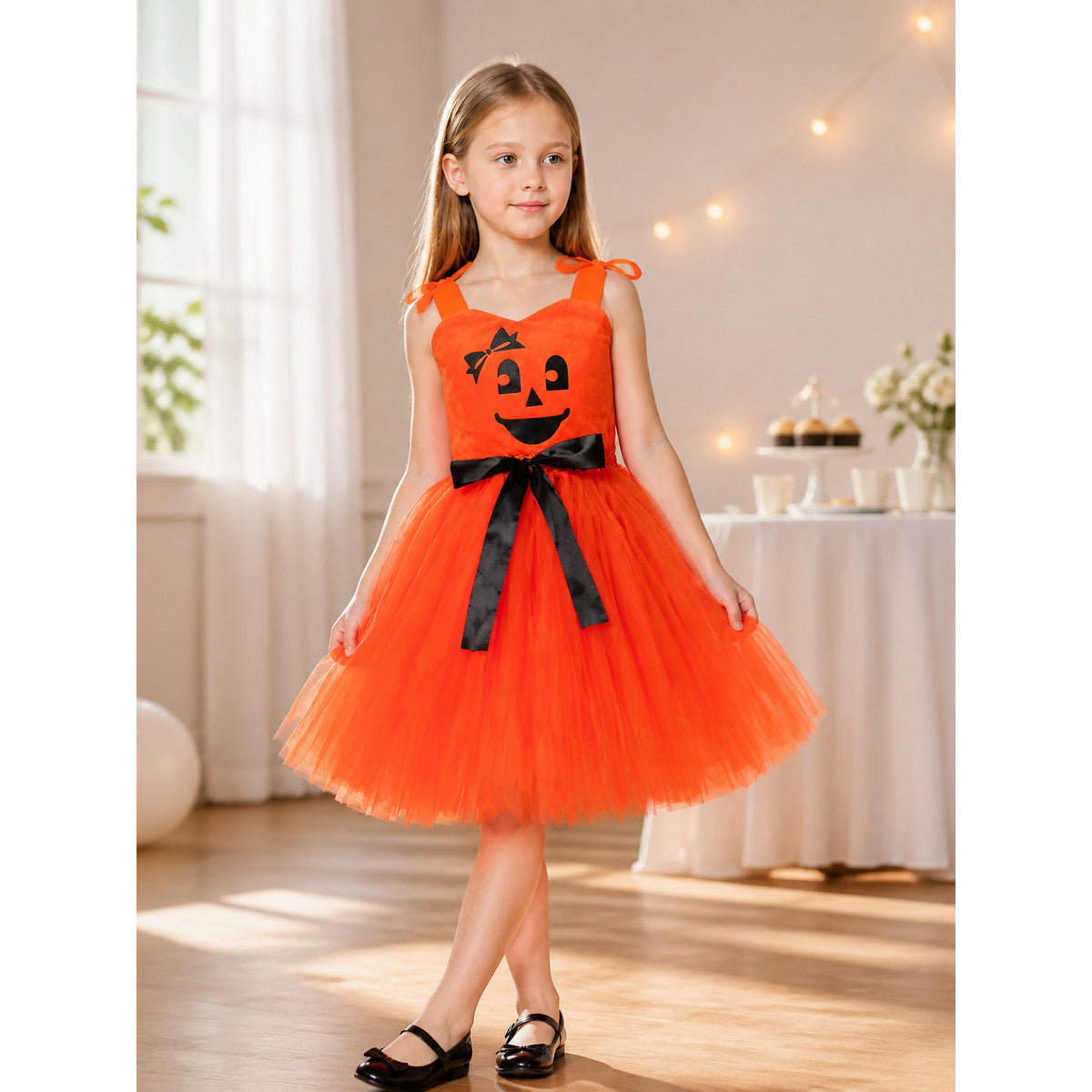 Halloween Pumpkin Costume Dress with Full Skirt lifestyle