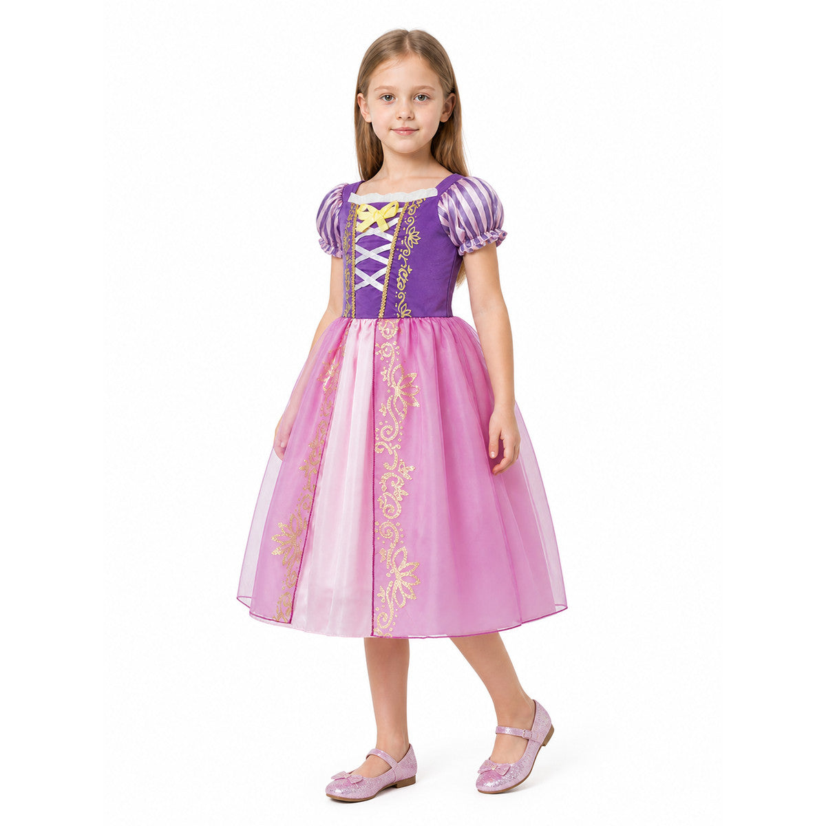 Rapunzel Princess Costume Dress for Children, Full-Skirted Costume Dresses detail