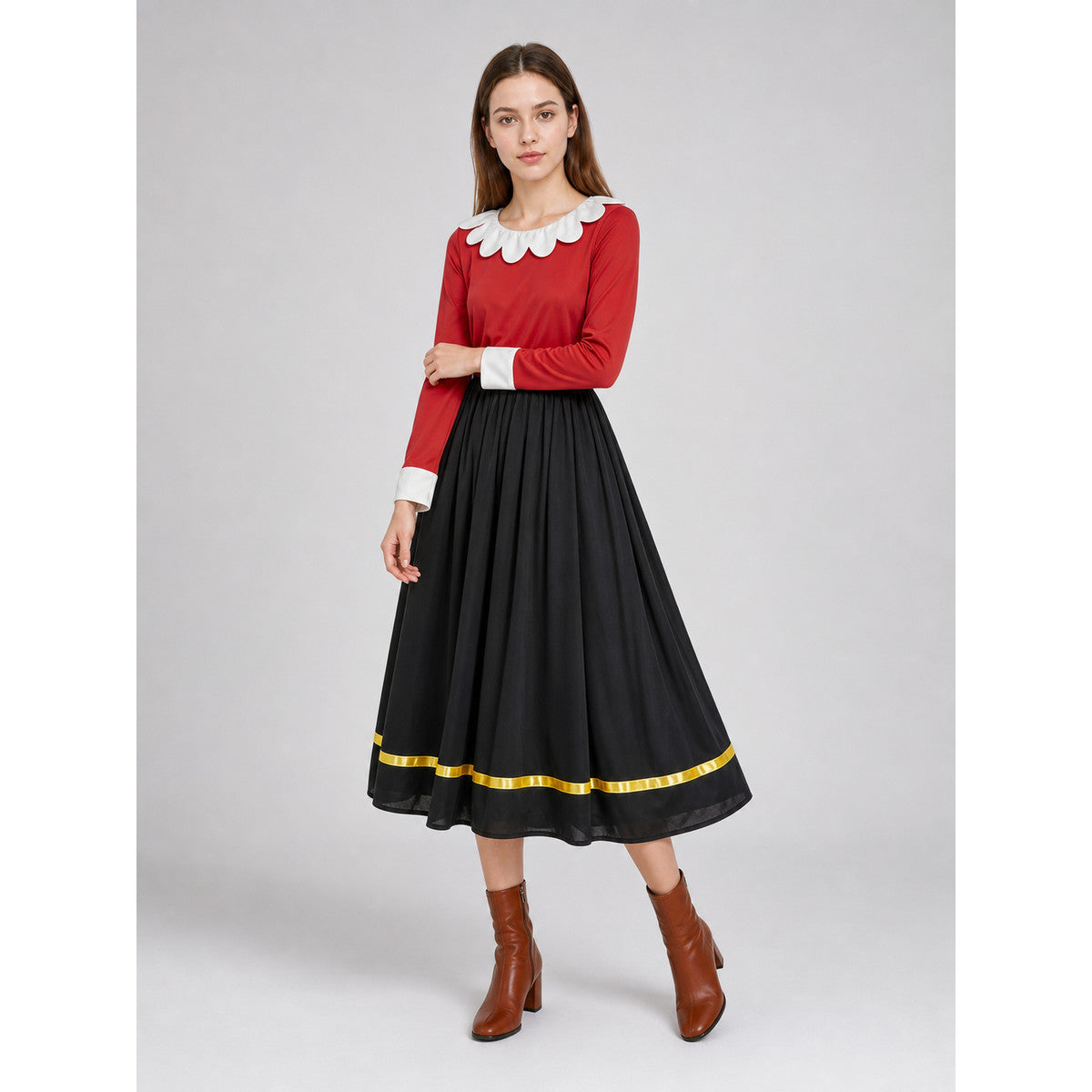 Cosplay Costume Dress with White Collar