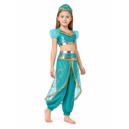 Princess Jasmine Costume with Harem Pants and Hat Costume Headwear detail