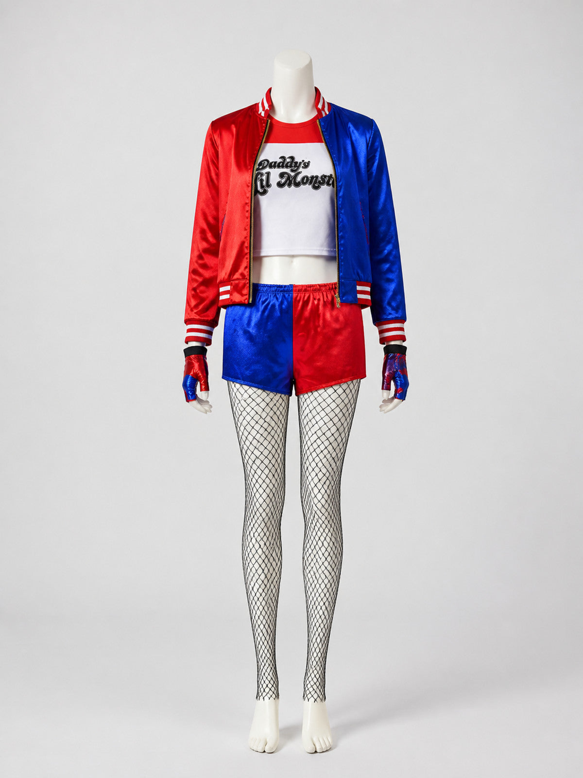 Harley Quinn Costume: Jacket, Shorts, Gloves, and Tights Costumes detail
