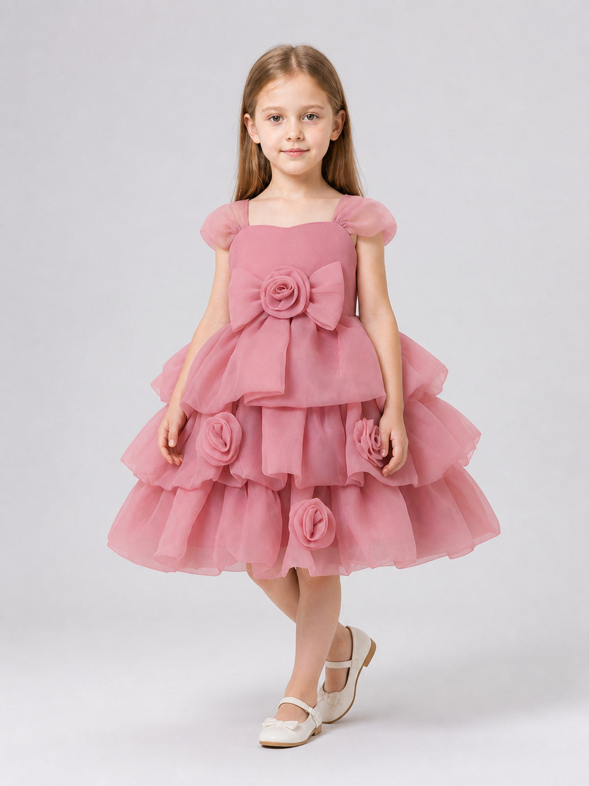 Full-skirt dress with roses for a flower girl at a wedding Costume Dresses detail
