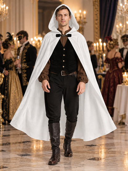 Long White Hooded Cape with Bow