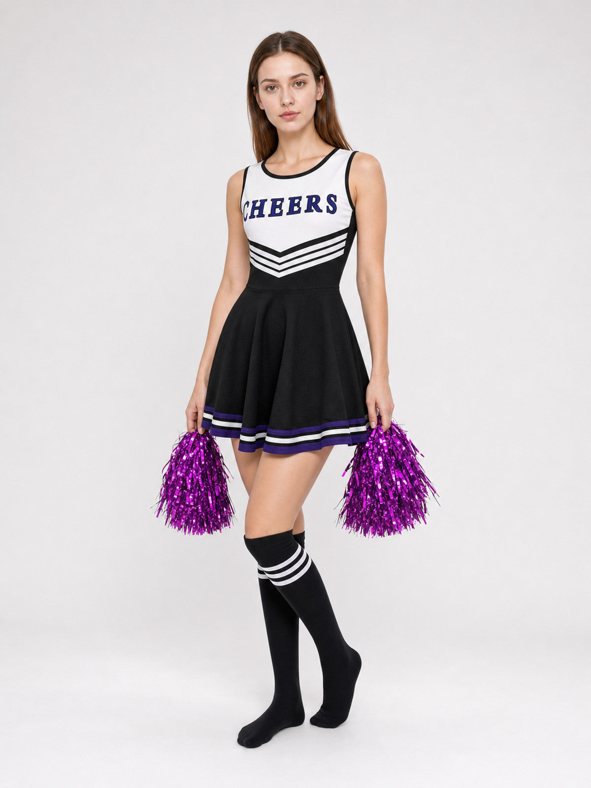 CHEERS Cheerleading Costume with Pom-Poms and Knee-High Socks Costumes detail